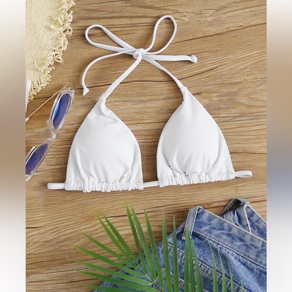 White Size Small String Bikini Top